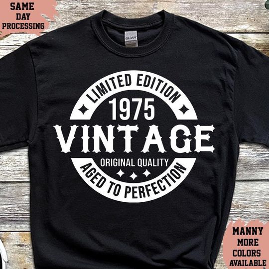 Discover 50th Birthday T-Shirt, Customised Vintage 1975 Gift for Women
