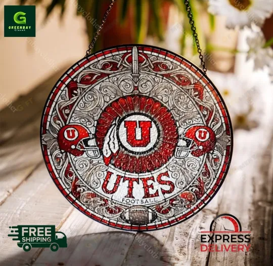 Discover Utah Utes Football Stained Glass Suncatcher Window Hanging Rainbow Maker