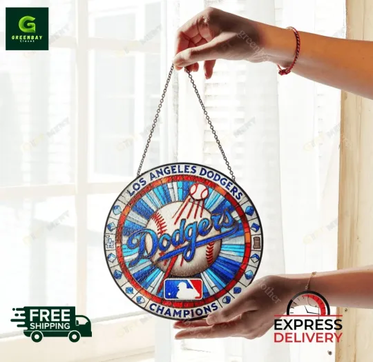 Los Angeles Dodgers SSuncatcher Stained Glass Window Hanging Decor