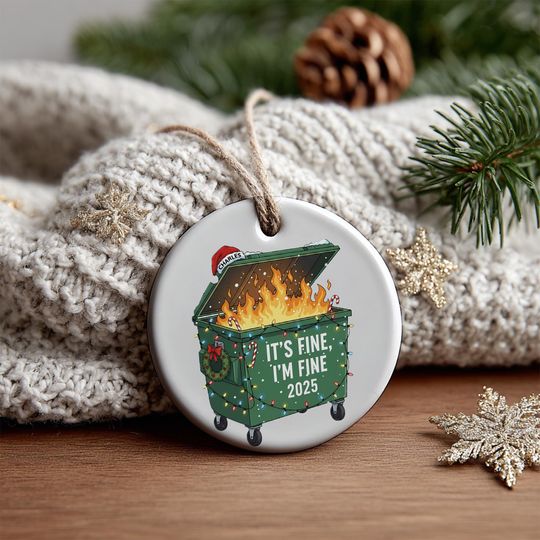 Discover Funny Dumpster Fire Ornament 2025, Personalized Christmas Tree Decoration, Fan Gift, Printed 2 Sides