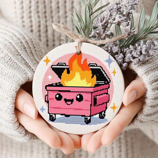 Discover Beautiful Funny Dumpster Fire Ornament 2025, Personalized Christmas Tree Decoration, Fan Gift, Home Decoration, Printed 2 Sides