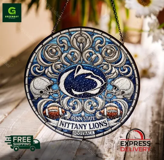 Discover Penn State Nittany Lions Football Stained Glass Suncatcher Window Hanging Decor
