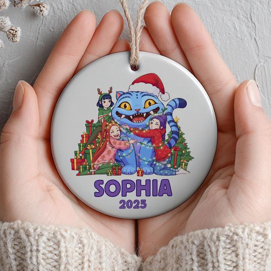 Custom Demon Hunter Tiger Ceramic Ornament, 2025 Christmas Gift, Demon Hunters Keepsake, Gift for Friends, Printed 2 Sides