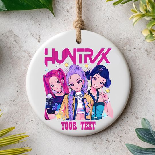 Personalized Huntrix KPOP Ceramic Ornament, 2025 Christmas Gift, Demon Hunters Keepsake, Gift for Friends, Home Decoration, Printed 2 Sides