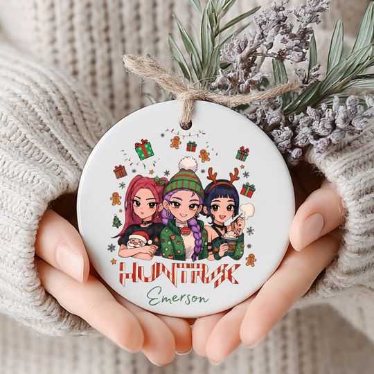 Custom KPOP 2025 Ceramic Ornament, Huntrix Mira Rumi Zoey Demon Hunters Christmas Keepsake Gift for Fans, Printed 2 Sides