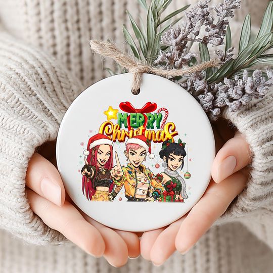 Merry Christmas Demon Hunter Ornament, KPOP Christmas Keepsake, Huntrix Ornament, Printed 2 Sides