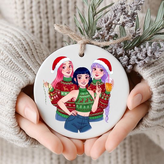 KPOP Demon Hunter Ceramic Ornament, Unique Fan Gift, KPOP Merchan, Collectible Holiday Decoration, Music Lover Keepsake, Printed Two Sides