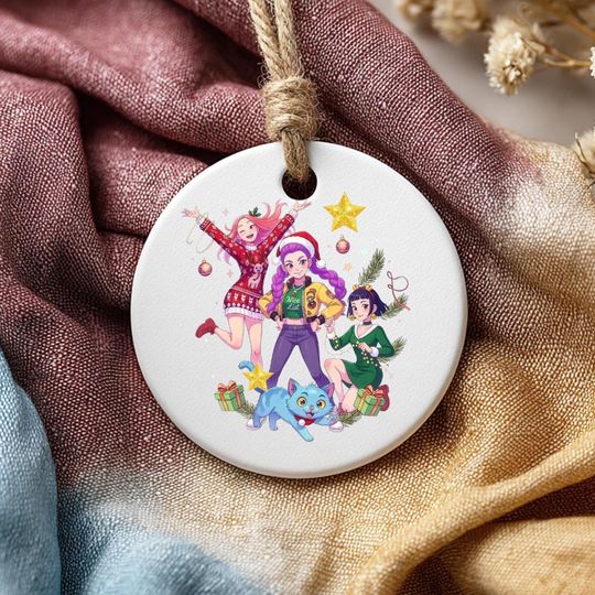 Discover KPOP Demon Hunter Ceramic Ornament, Personalized Mira, Rumi & Zoey Demon Hunters Keepsake, Custom Holiday Decoration for Her
