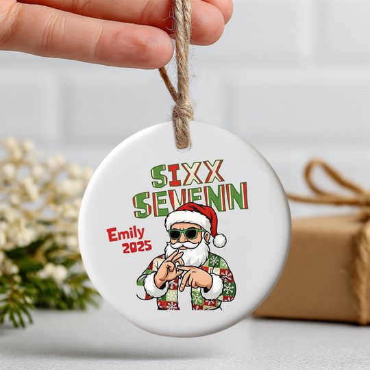 Discover Custom Six Seven Ceramic Ornament  Funny Gen Alpha & Gen Z Slang Decoration, Trendy Meme Holiday Ornament, Printed 2 Sides