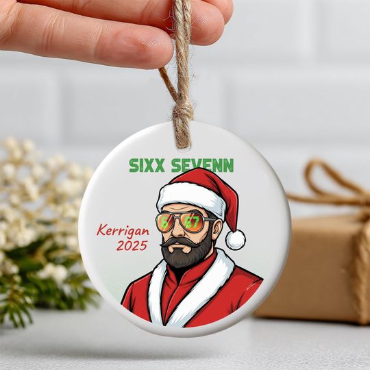 Discover Custom Six Seven Ceramic Ornament  67 Teen Slang Xmas Decoration, Funny Gen Z & Alpha Meme Ornament, Trendy Holiday Gift for Kids, 2 Sides