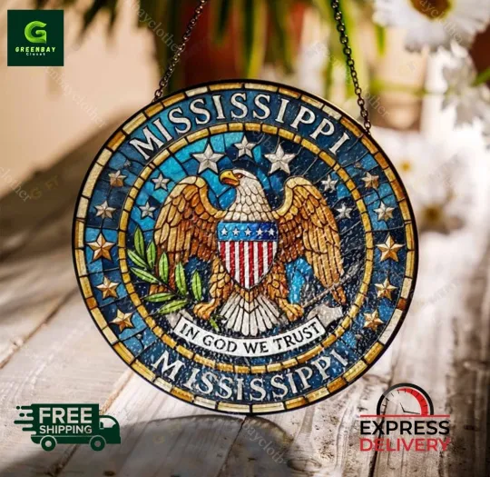 Discover Missisppi State Suncatcher Stained Glass Window Hanging Decor