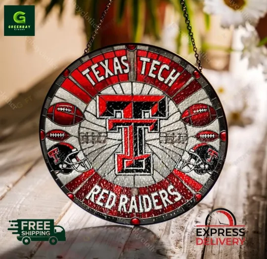 Texas Tech Red Raiders Football Suncatcher Stained Glass Window Hanging Decor