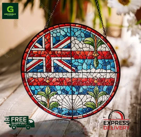 Discover Hawai State Suncatcher Stained Glass Window Hanging Decor