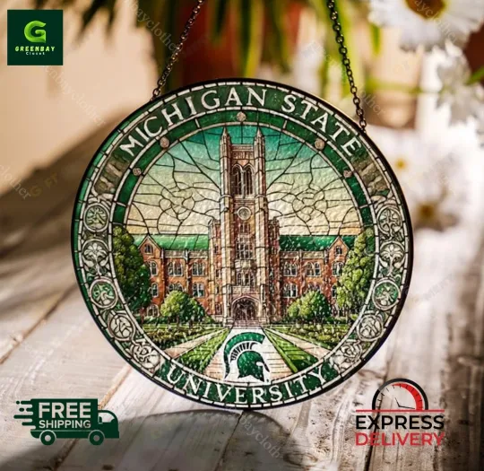 Discover Michigan State University Suncatcher Stained Glass Window Hanging Decor