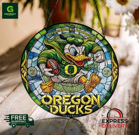 Discover Oreg ducks Football Suncatcher Stained Glass Window Hanging Decor