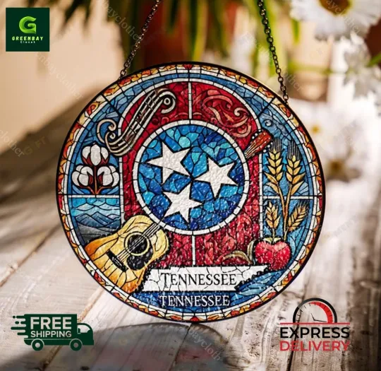 Discover Tennessee State Suncatcher Stained Glass Window Hanging Decor
