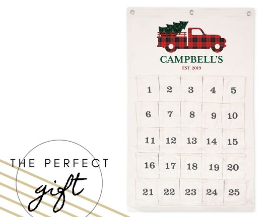 Custom Advent Calendar - Reusable Canvas Advent - Christmas Countdown Wall Hanging - Personalized Christmas Advent Calendar - 2025 Advent