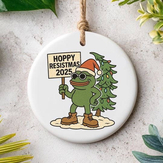 Discover Happy Christmas 2025 Ceramic Ornament, Festive and Charming Decoration to Celebrate the Holiday Season with Joy and Warmth, Printed 2 Sides