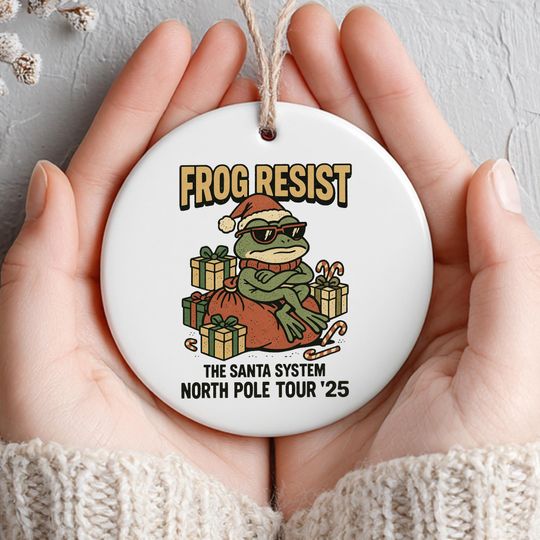 Frog Resist 2025 Ceramic Ornament  Bold and Unique Christmas Decoration for Activists and Frog Lovers Frog, Printed 2 Sides