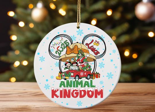 Discover Personalized Disney Animal Kingdom 2025 Christmas Ornament Mickey & Friends Safari Decor