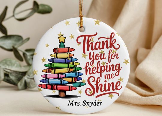 Discover Personalized Teacher Christmas Tree Ornament - Custom Holiday Keepsake for Teacher