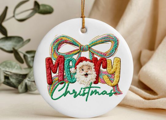 Discover Merry Christmas Faux Yarn Ornament for Holiday Tree Decor