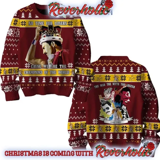 Discover Freddie Mercury Queen Xmas Gifts For Family Ugly Christmas Sweater 2025