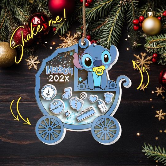 Personalized Cute Stitch Christmas Acrylic Ornament, 2025 Christmas Stitch Keepsake