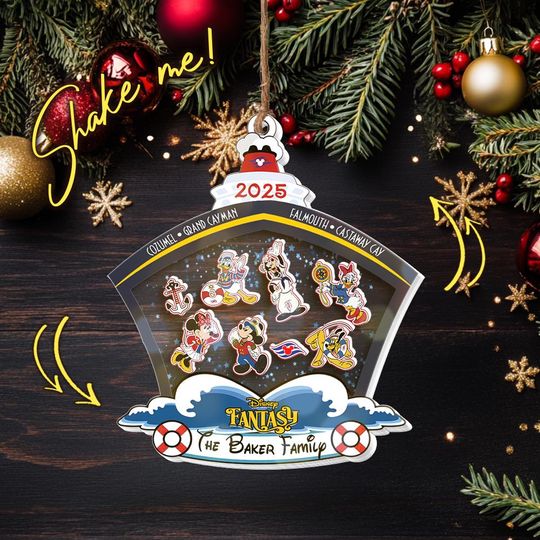 Discover Personalized Mickey & Friends Disney Cruise Shaker Acrylic Ornament, Family Cruise Trip 2025 Christmas Shaker Ornament