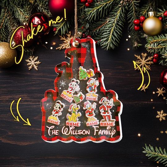Discover Custom Disney Castle Mickey And Friends Christmas Ornament, Disney Family Name Ornament 2025
