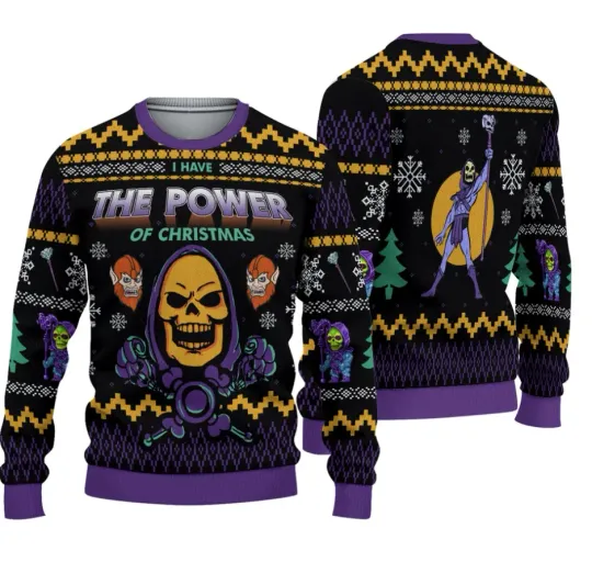 Discover Skeletor Ugly Christmas Sweater | I Have The Power Holiday Knit Jumper | Funny