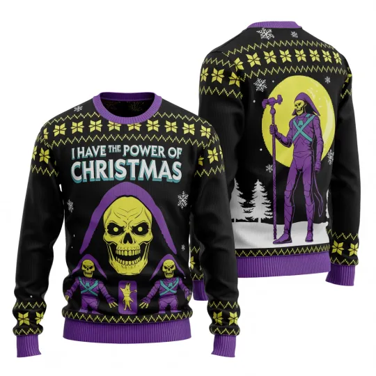Discover Skeletor “Power of Christmas” Funny Ugly Christmas Sweater | Retro He-Man Holida