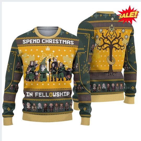 Discover Spend Christmas in Fellowship Sweater, Fantasy Fellowship Ugly Christmas Jumper