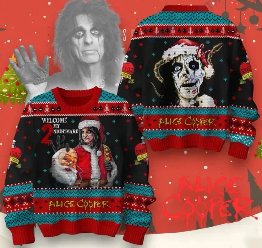 Discover Ugly Christmas Sweater Alice Cooper Welcome To My Nightmare,Gift Idea For Fans