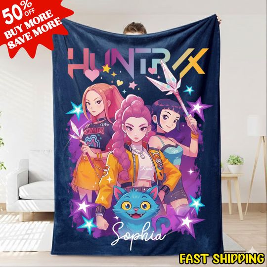 Discover Custom K-pop Demons Hunters Blanket,Personalized Huntrix Demon Hunters Blanket