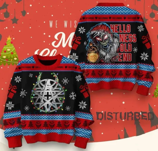 Discover Ugly Christmas Sweater Disturbed Hello Darkness My Old ...,Gift Idea For Fans