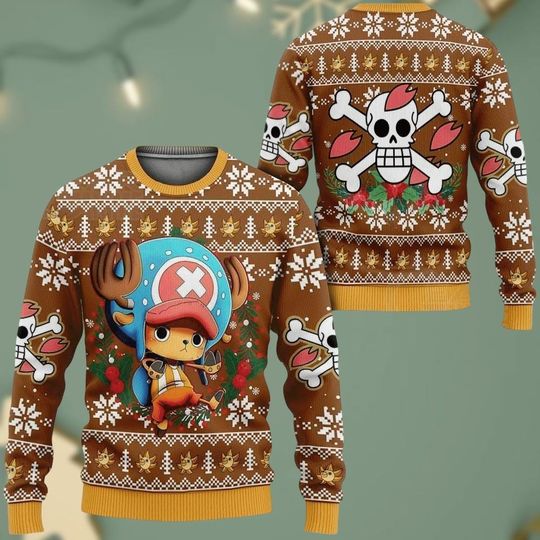 One Piece Ugly Christmas Sweater, One Piece sweaters, Tony Tony Chopper Sweater, Anime Christmas sweaters men, One Piece vintage sweate