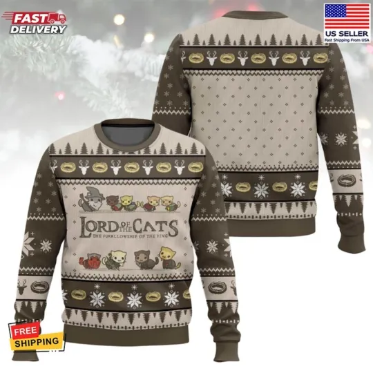 Discover Lord of the Cats Christmas Ugly Sweater, Funny Pet Holiday Sweater, Xmas Gift