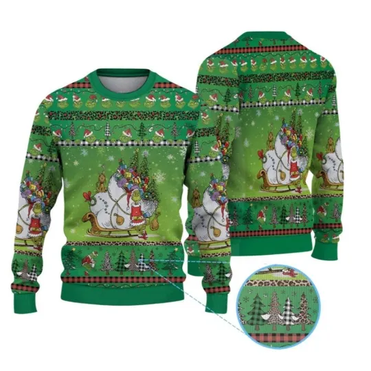 Discover 2025 Christmas The funny character & Max with Sleigh Ugly Christmas Sweater