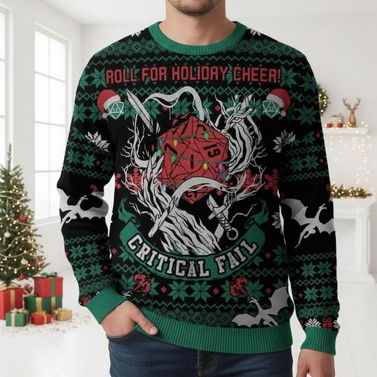 Discover CRIL ROLE Ugly Christmas Sweater, Dnd Game Holiday Cheer Xmas Sweater, Critical Gamer Ugly Sweater, Christmas Gift