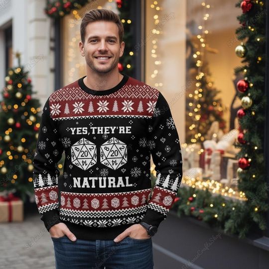 Discover Dungeons and Dragons Ugly Christmas Sweater Dice Sweater Novelty Gift for Gamers Holiday Gift