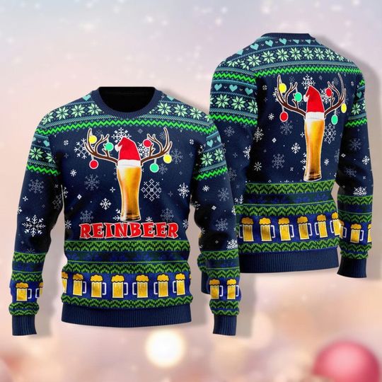 Discover Christmas Beer Reindeer Ugly Sweater, Beer Xmas Sweater, Christmas Holiday Party Sweater, Christmas Drinking, Family Christmas Gifts