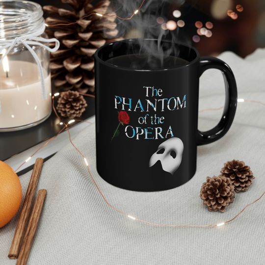 The Phantom of The Opera Broadway Musical Logo Black Mug