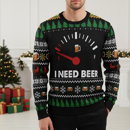 Discover Beer Lover Ugly Christmas Sweater, I Need Beer Xmas Sweater, Funny Holiday Ugly Sweater, Beer Lover Sweater, Christmas Gift