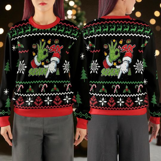Funny Christmas Ugly Sweater, Tiktok trend six seven, Meme T-Shirt, Ugly Christmas Sweater, Gen Alpha Ugly Christmas Sweater