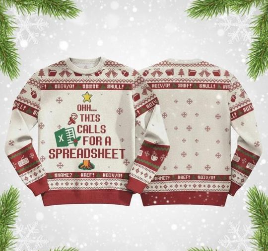Discover Funny Ugly Christmas Sweater, Accountant Spreadsheet Holiday Sweater, Perfect Office Xmas Party Gift for Coworkers