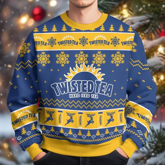 Twisted Tea Hard Iced Tea Christmas Ugly Sweater, Twisted Tea Drinking Shirt, Yellow Water Xmas Men Women Sweatshirt, Christmas Gifts