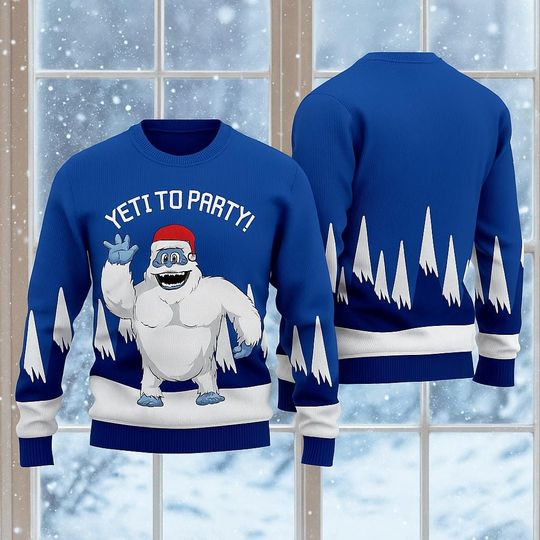 Bigfoot Snowman Ugly Christmas Sweater  Fun Holiday Party Sweater, Festive Xmas Sweater for Men & Women