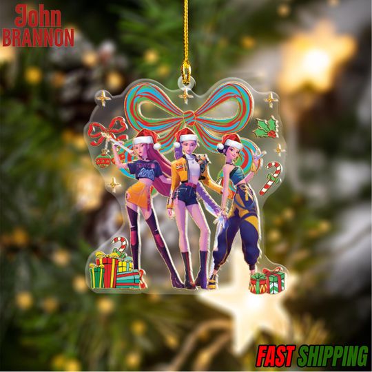 K-POP Demon Hunters Ornament, KPOP Christmas Keepsake, Huntrix Ornament, Demon Hunters Ornament for Her, Mira Rumi Zoey Ornament