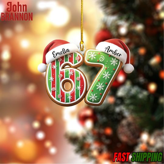 Discover Personalized 67 Ornament, Funny Six Seven 2D Flat Ornament, Christmas Santa 67 Ornament, Six Seven Ornament, Gen Alpha Teenager Ornament